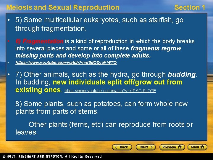 Meiosis and Sexual Reproduction Section 1 • 5) Some multicellular eukaryotes, such as starfish, Meiosis and Sexual Reproduction Section 1 • 5) Some multicellular eukaryotes, such as starfish,
