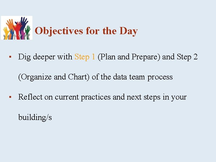 Objectives for the Day ▪ Dig deeper with Step 1 (Plan and Prepare) and