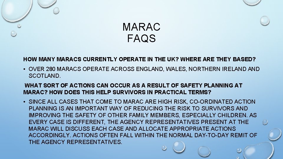 MARAC FAQS HOW MANY MARACS CURRENTLY OPERATE IN THE UK? WHERE ARE THEY BASED?