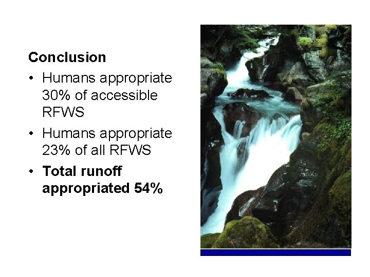 Conclusion • Humans appropriate 30% of accessible RFWS • Humans appropriate 23% of all