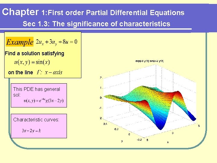 Chapter 1: First order Partial Differential Equations Sec 1. 3: The significance of characteristics