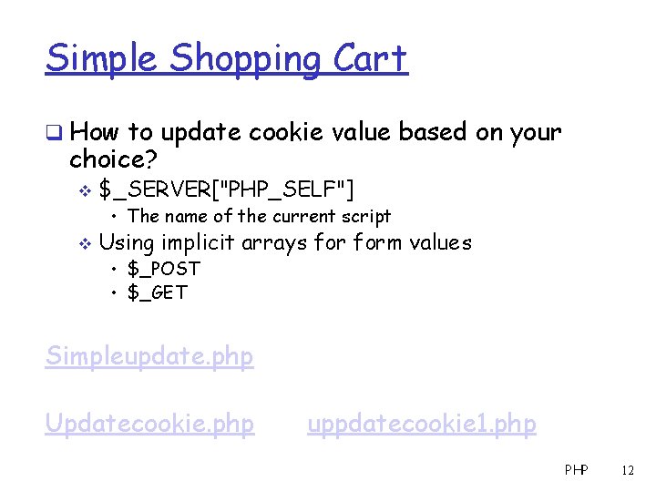 Simple Shopping Cart q How to update cookie value based on your choice? v