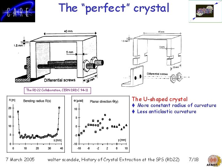 The “perfect” crystal The RD 22 Collaboration, CERN DRDC 94 -11 The U-shaped crystal