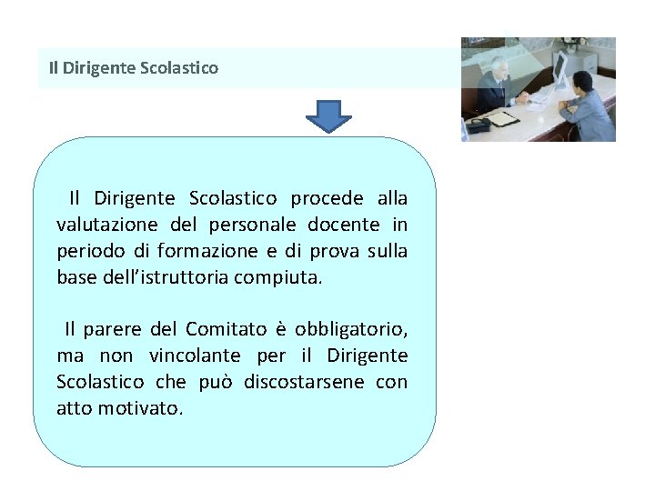 Il Dirigente Scolastico procede alla valutazione del personale docente in periodo di formazione e