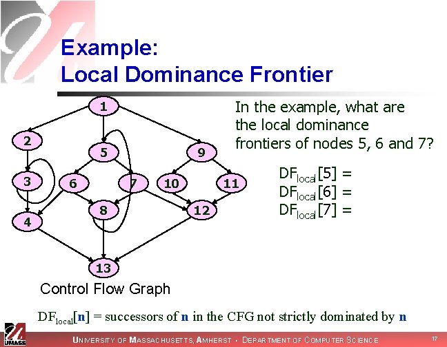 Example: Local Dominance Frontier 1 2 3 4 5 6 9 7 10 8