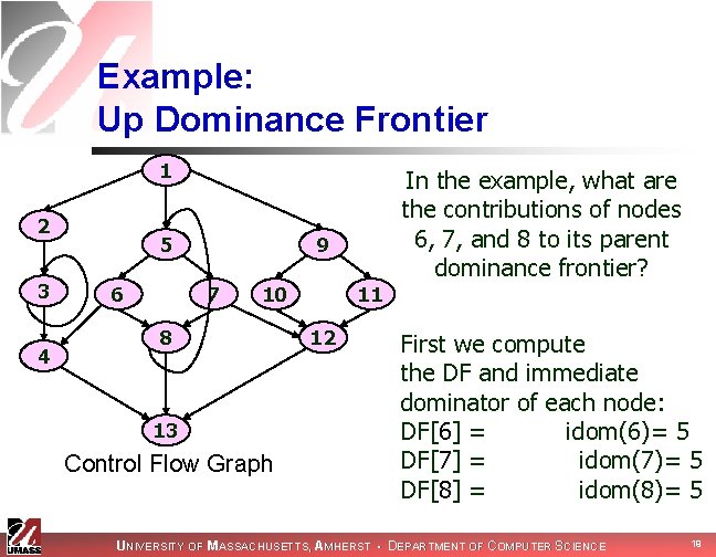 Example: Up Dominance Frontier 1 2 3 4 5 6 In the example, what