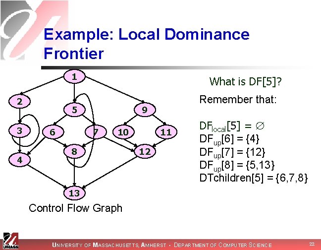 Example: Local Dominance Frontier 1 2 3 4 What is DF[5]? 5 6 Remember