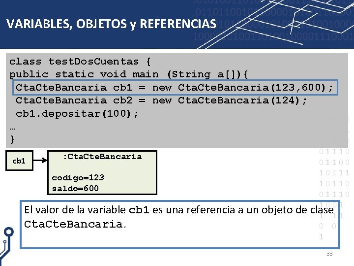 VARIABLES, OBJETOS y REFERENCIAS class test. Dos. Cuentas { public static void main (String