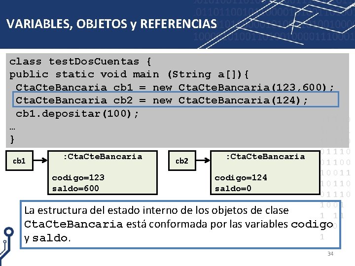 VARIABLES, OBJETOS y REFERENCIAS class test. Dos. Cuentas { public static void main (String