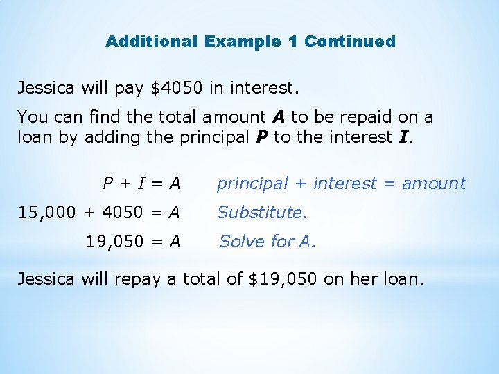 Simple Interest 6 6 Vocabulary Interest the amount