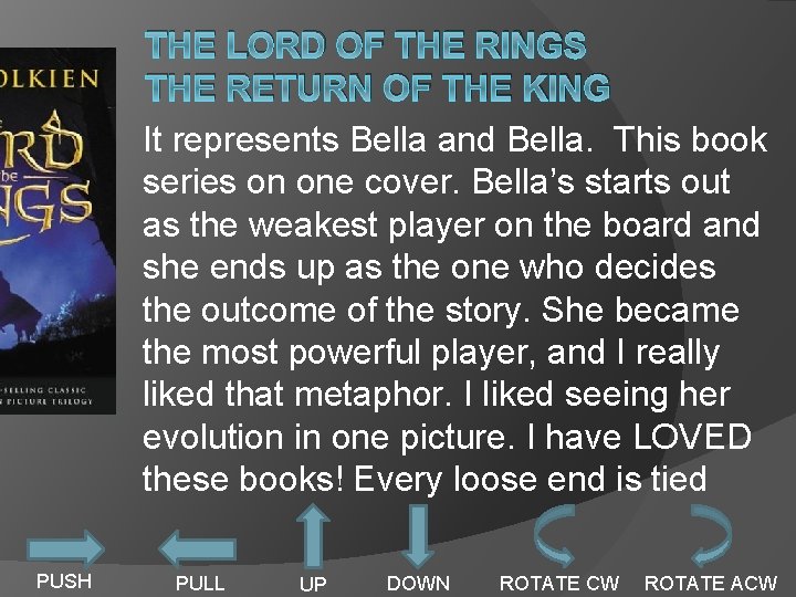 THE LORD OF THE RINGS THE RETURN OF THE KING It represents Bella and