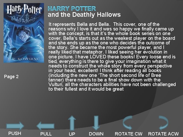 HARRY POTTER and the Deathly Hallows Page 2 PUSH It represents Bella and Bella.