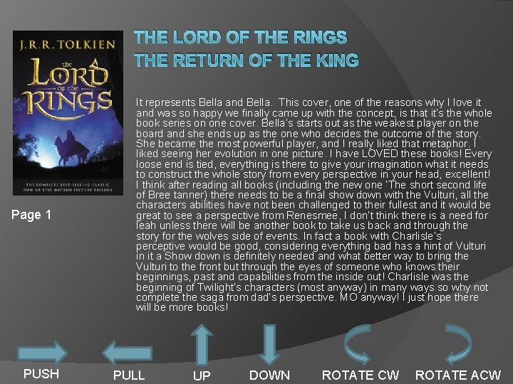 THE LORD OF THE RINGS THE RETURN OF THE KING Page 1 PUSH It