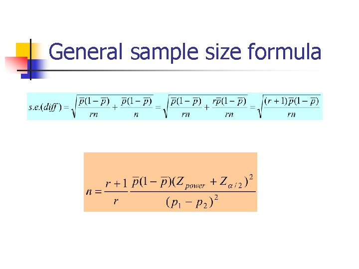 General sample size formula 