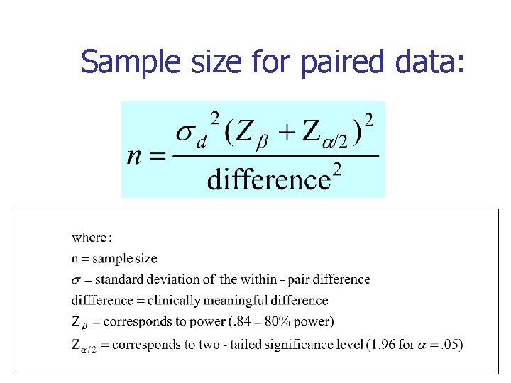 Sample size for paired data: 