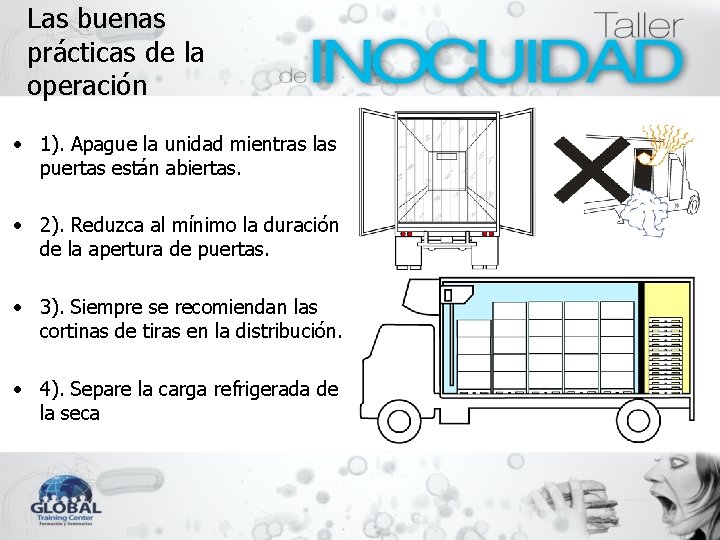 Las buenas prácticas de la operación • 1). Apague la unidad mientras las puertas