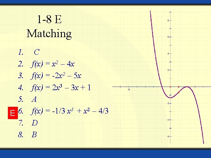 1 -8 E Matching 1. 2. 3. 4. 5. E 6. 7. 8. C