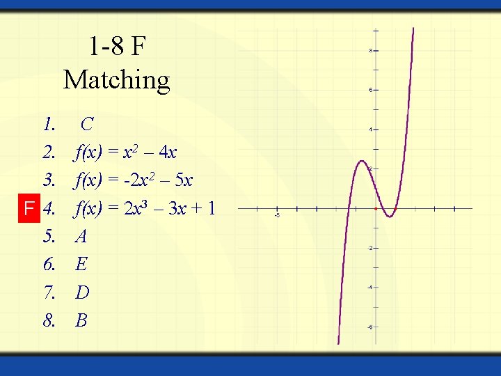 1 -8 F Matching 1. 2. 3. F 4. 5. 6. 7. 8. C