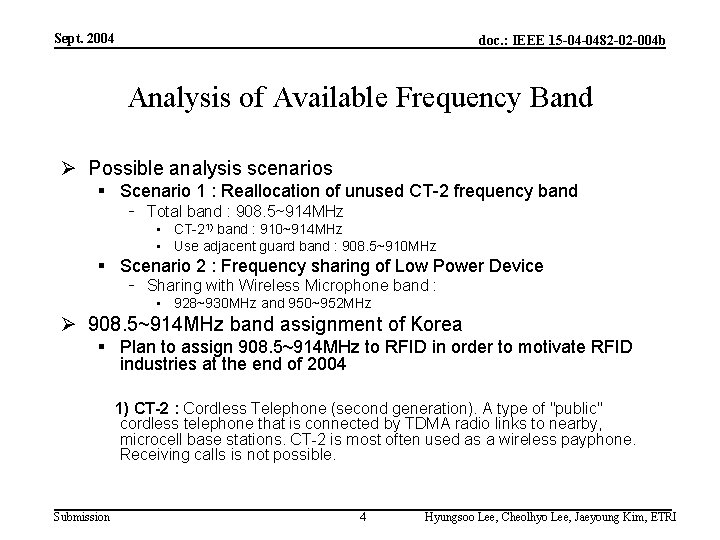 Sept. 2004 doc. : IEEE 15 -04 -0482 -02 -004 b Analysis of Available