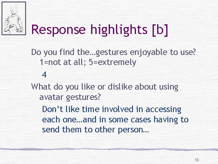 Response highlights [b] Do you find the…gestures enjoyable to use? 1=not at all; 5=extremely