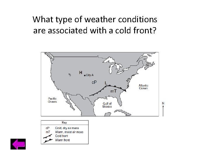 What type of weather conditions are associated with a cold front? 