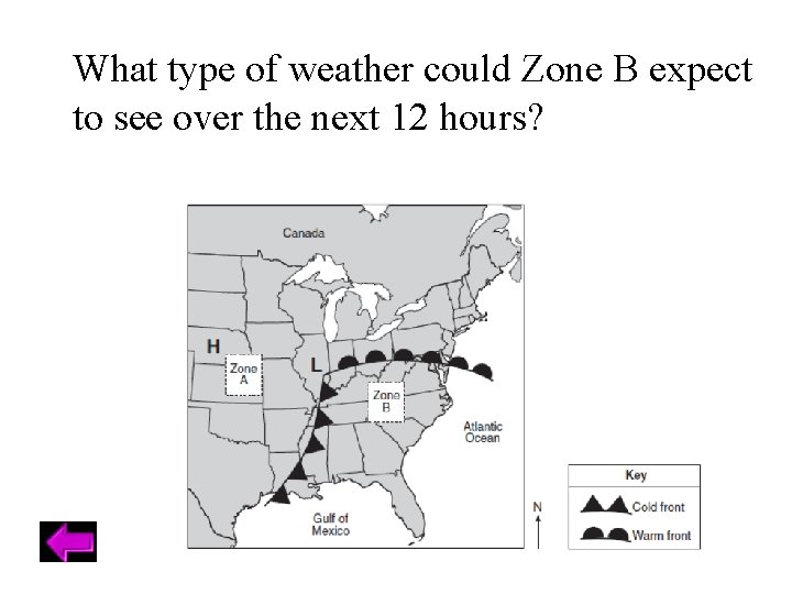 What type of weather could Zone B expect to see over the next 12