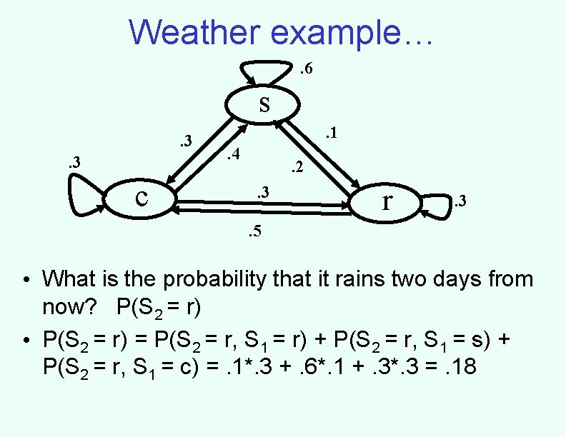 Weather example…. 6 s. 3. 3 c . 1. 4 . 2. 3 r