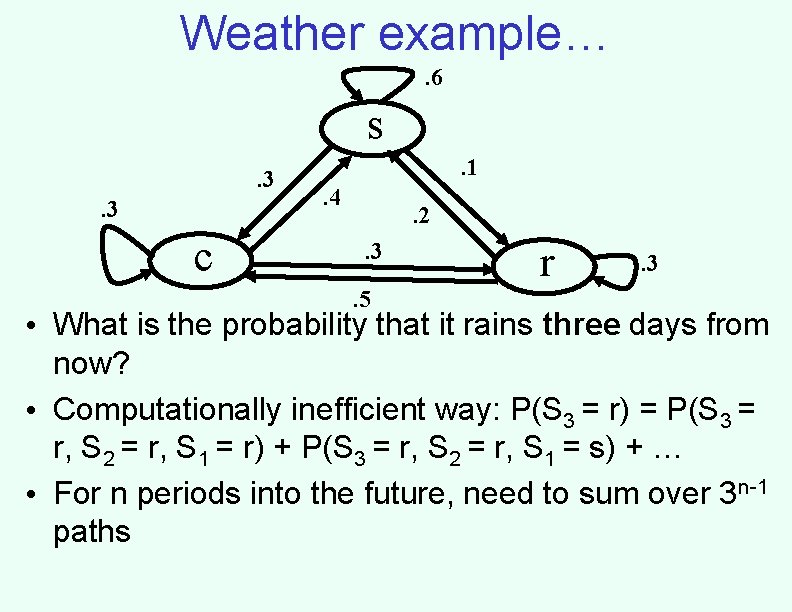 Weather example…. 6 s. 3. 3 c . 1. 4 . 2. 3. 5