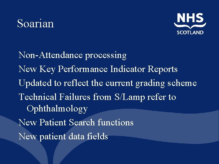 Soarian Non-Attendance processing New Key Performance Indicator Reports Updated to reflect the current grading