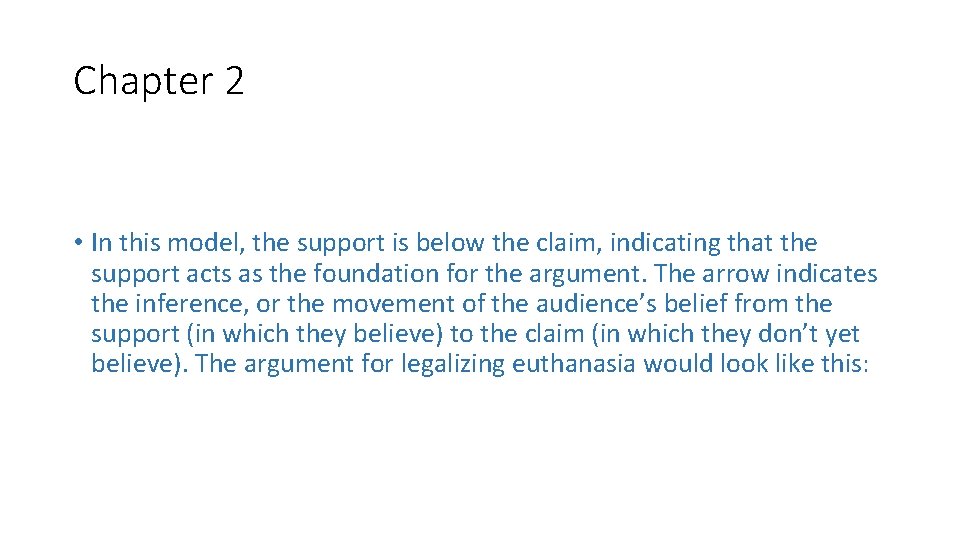 Chapter 2 • In this model, the support is below the claim, indicating that