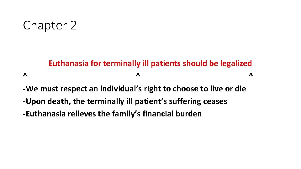 Chapter 2 Euthanasia for terminally ill patients should be legalized ^ ^ ^ -We