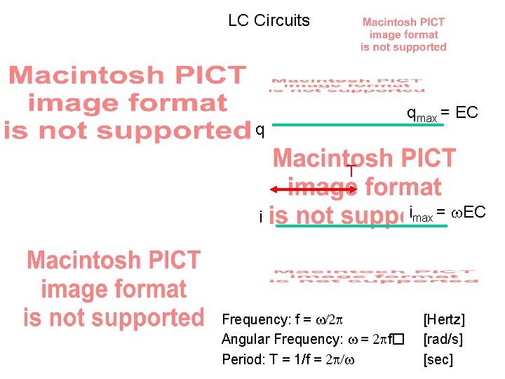 LC Circuits qmax = EC q T i Frequency: f = Angular Frequency: =