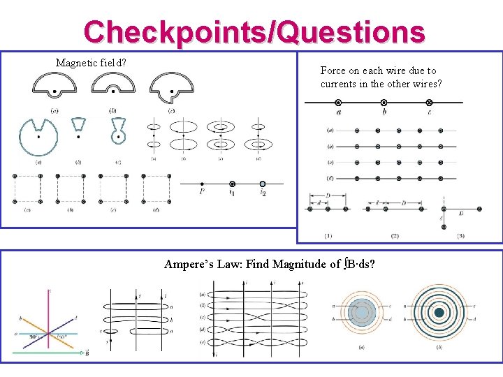 Checkpoints/Questions Magnetic field? Force on each wire due to currents in the other wires?