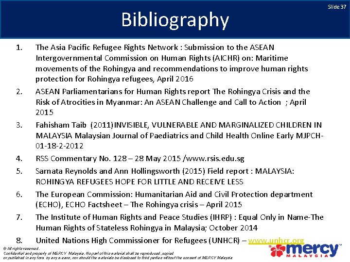 Bibliography 1. 2. 3. 4. 5. 6. 7. 8. The Asia Pacific Refugee Rights