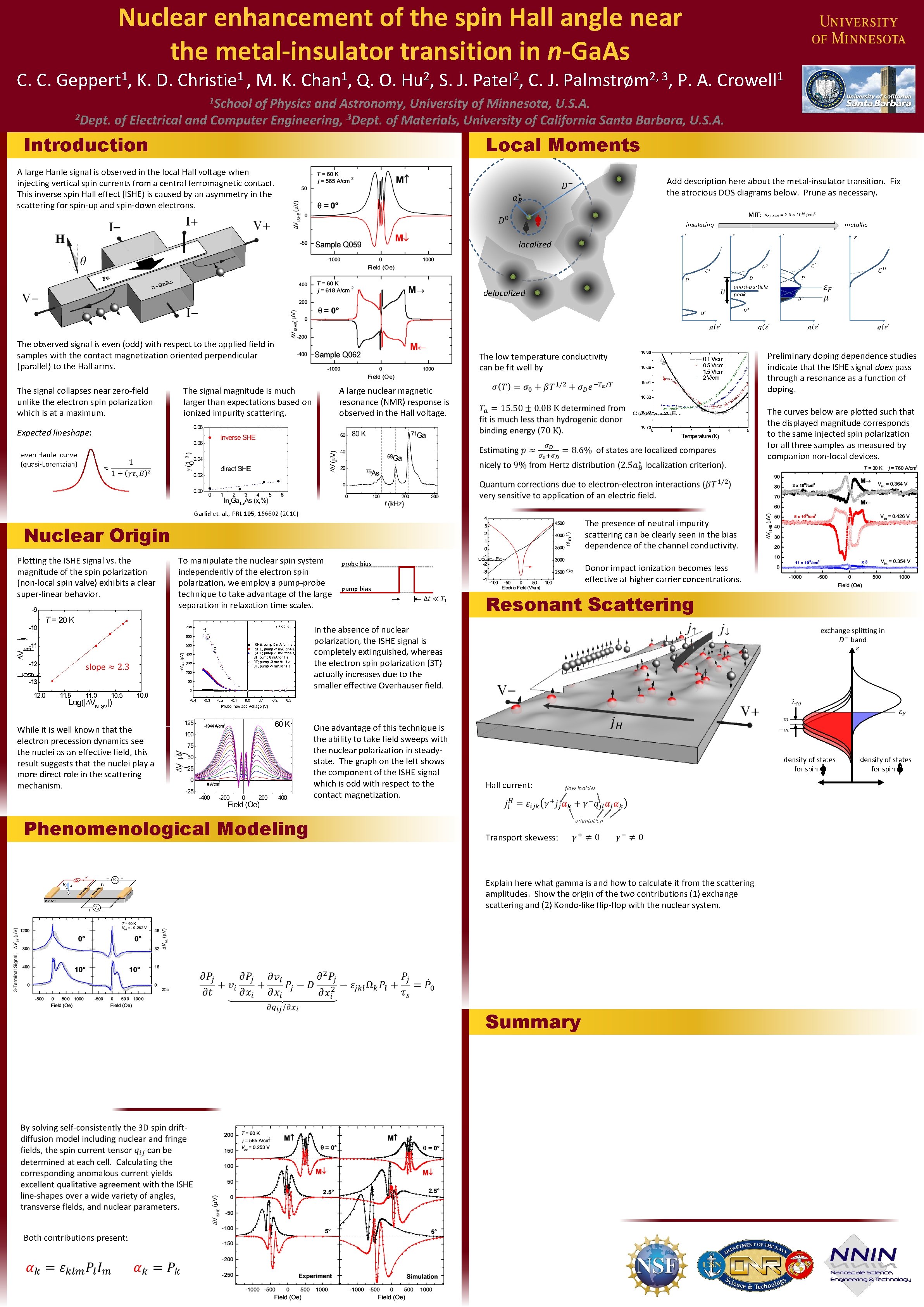 Nuclear enhancement of the spin Hall angle near the metal-insulator transition in n-Ga. As
