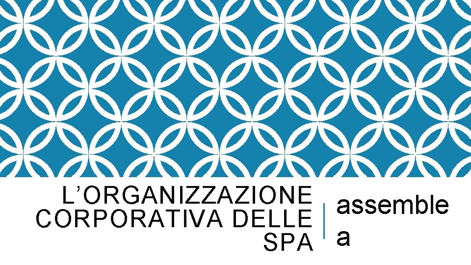 L’ORGANIZZAZIONE assemble CORPORATIVA DELLE SPA a 