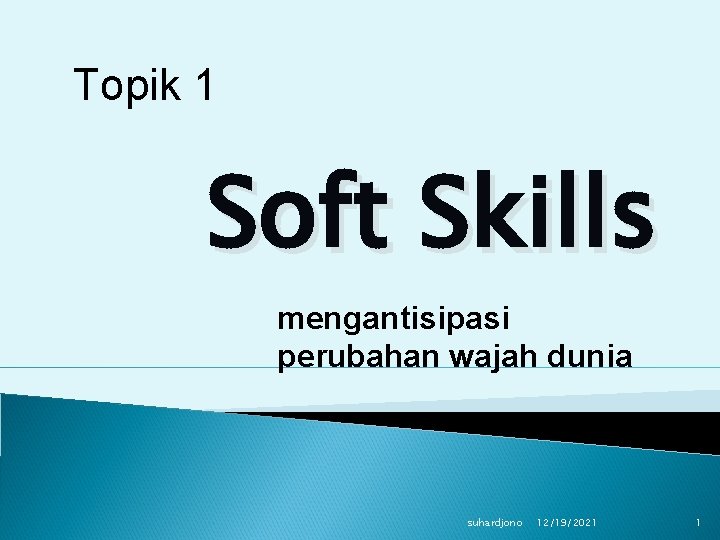 Topik 1 Soft Skills mengantisipasi perubahan wajah dunia suhardjono 12/19/2021 1 