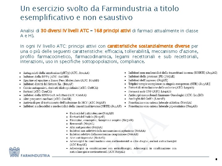 Un esercizio svolto da Farmindustria a titolo esemplificativo e non esaustivo Analisi di 30