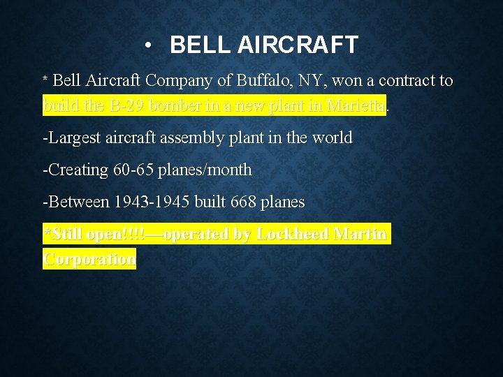  • BELL AIRCRAFT * Bell Aircraft Company of Buffalo, NY, won a contract