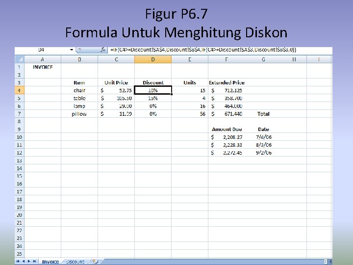 Figur P 6. 7 Formula Untuk Menghitung Diskon 
