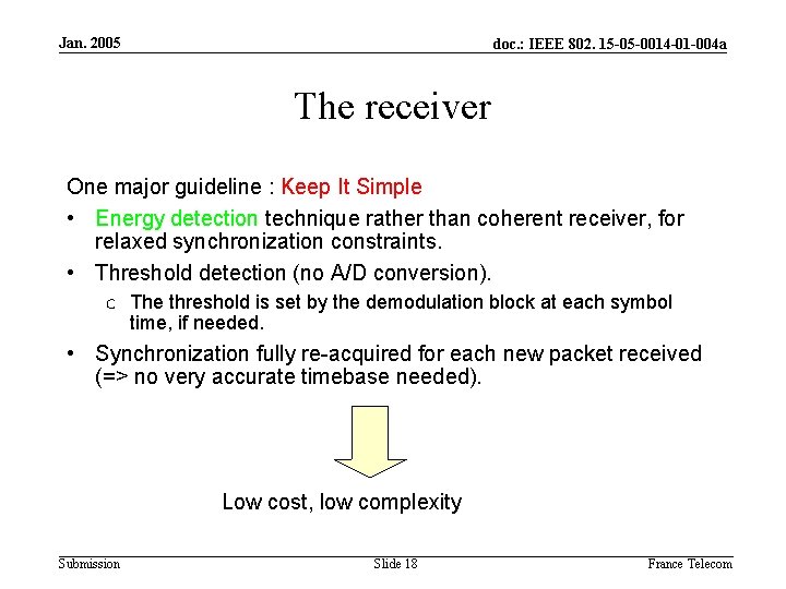 Jan. 2005 doc. : IEEE 802. 15 -05 -0014 -01 -004 a The receiver