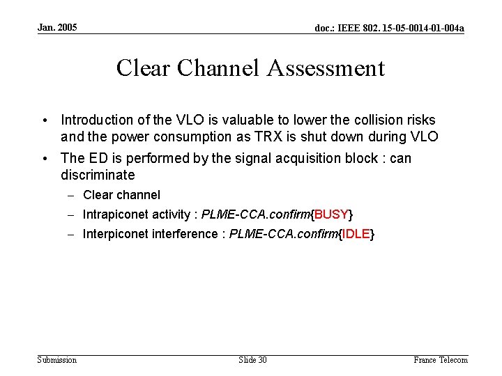 Jan. 2005 doc. : IEEE 802. 15 -05 -0014 -01 -004 a Clear Channel