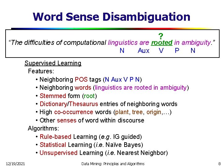 Word Sense Disambiguation ? “The difficulties of computational linguistics are rooted in ambiguity. ”