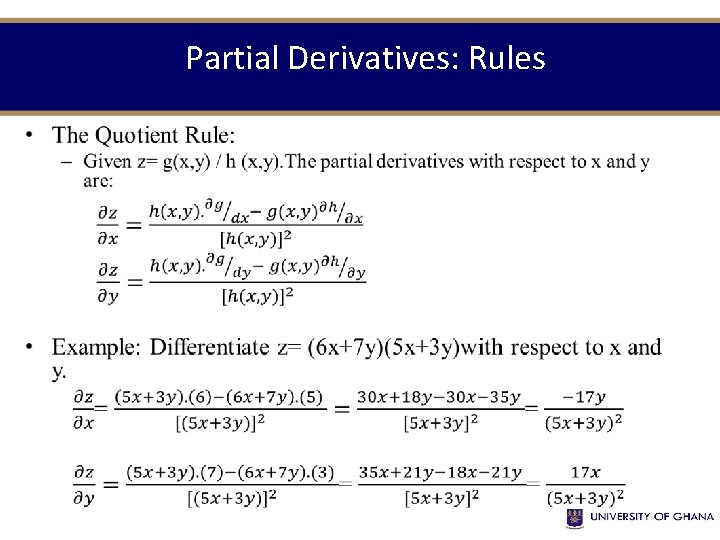 Partial Derivatives: Rules • 