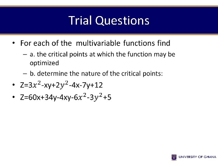 Trial Questions • 