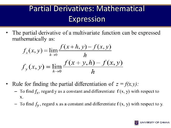 Partial Derivatives: Mathematical Expression • 