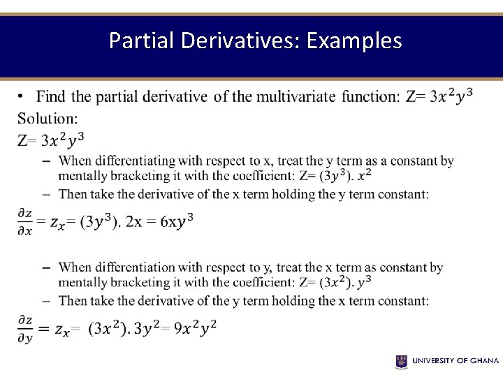 Partial Derivatives: Examples • 