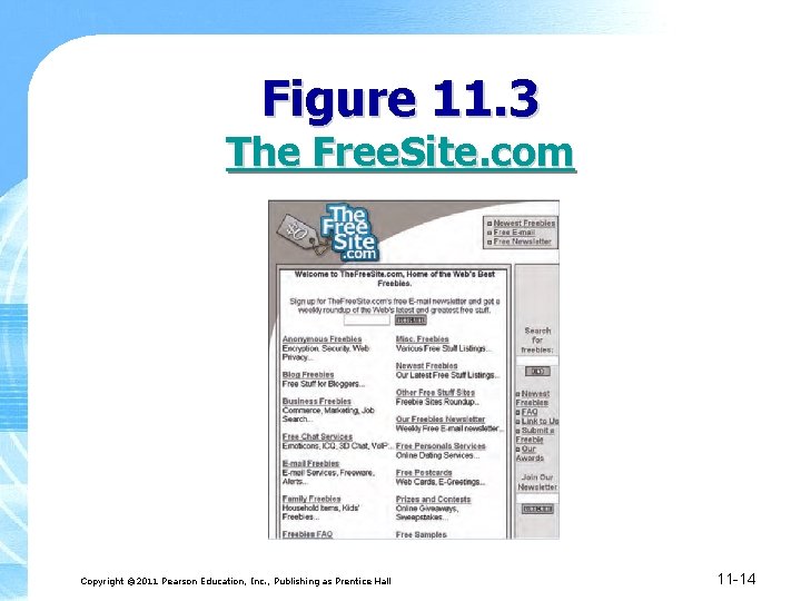 Figure 11. 3 The Free. Site. com Copyright © 2011 Pearson Education, Inc. ,