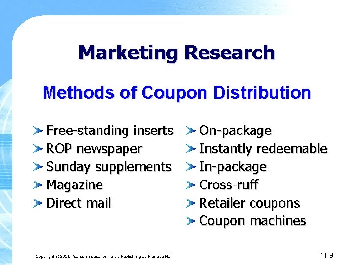 Marketing Research Methods of Coupon Distribution Free-standing inserts ROP newspaper Sunday supplements Magazine Direct