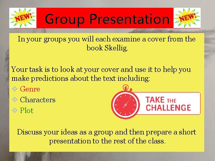 Group Presentation In your groups you will each examine a cover from the book